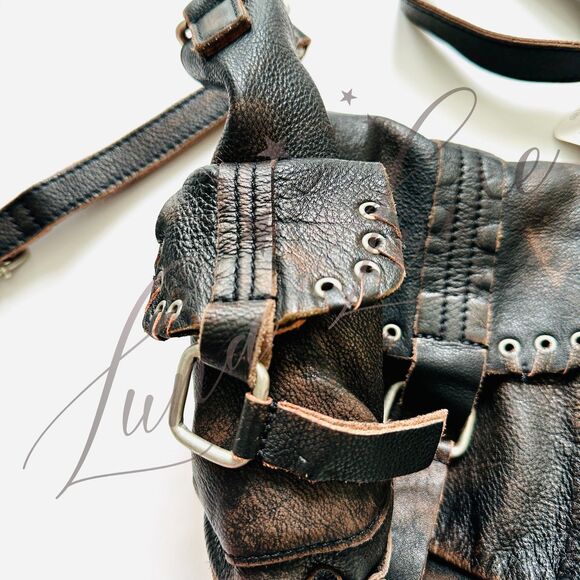 FREE PEOPLE We The Free Baby Leigh Distressed Tote In Aged Graphite NWT - Picture 6 of 14